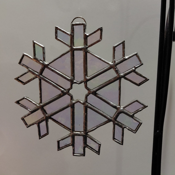 Iridescent Stainglass Snowflake Ornament 5.5" Diameter - Picture 1 of 3